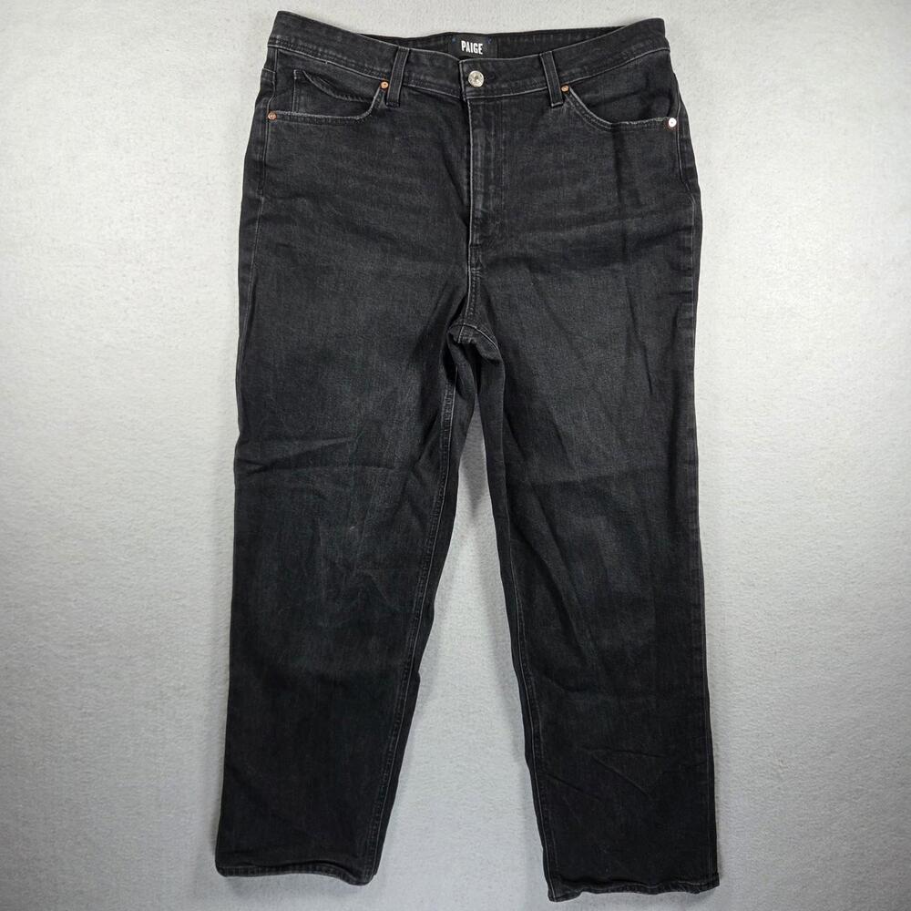Paige Womens Sarah Straight Ankle Black Jeans Cotton Size 33 - Quick Shipping